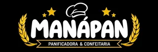 Logo ManáPan Panificadora & Confeitaria com chapéu de chef e ramos de trigo dourados